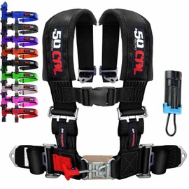 Black 4 Point Harness & Bypass Plug, Latch Release, 9 Color Options, Works with Polaris RZR, Race Car, UTV, and Off Road Vehicles (Sold Individually) [6000 CB 5999P]
