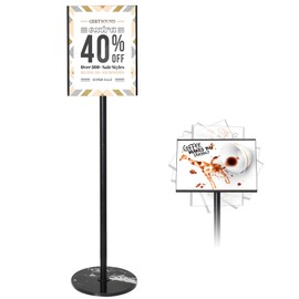 Sign Holder Stand,Poster Sign Stand Advertising Signs for Business,Sturdy Floor Standing Display for Signs Versatile 8.5 x 11 inches Sign Holder,Marble Base,Vertical and Horizontal View Sign Displayed (8.5 x 11 inches,Black)