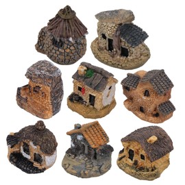 Totority 2sets Miniature House Resin Crafts for DIY Micro Landscape Decor Durable Fairy Garden Adornments for Decoration Random Styles 8pcs*2