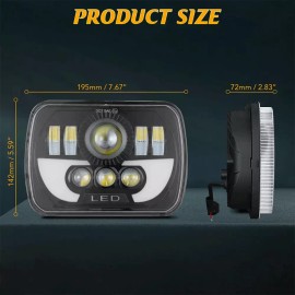 Unbranded New Pair 5x7 7X6" inch Led Headlights Hi/Lo With DRL For Mazda B2000 B2200 B2600