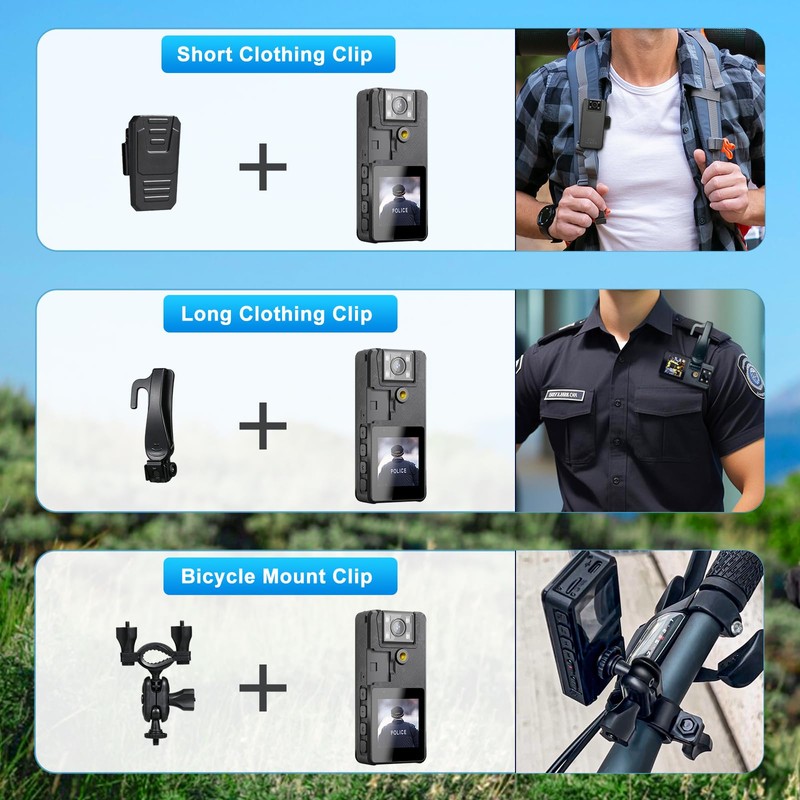 Hoestr A39 Body Camera Accessory Clips, Short/Long Clothing and Bicycle