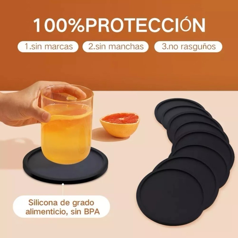 THE9SHOP Porta Vasos De Silicon Antideslizantes Para Mesa Elegantes