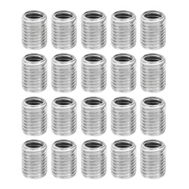 PATIKIL M8xM6x10mm Metal Threaded Repair Insert Nut, 20Pcs Male to Female Fine Thread Sleeve Inserts Reducing Nut Adapter Reducer Screw Sleeves, White Zinc