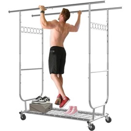 Poncho Clothes Rack, Heavy Duty Clothes Rack, Commercial-Grade Metal Frame, Adjustable Height, Rolling Garment Rack with Wheels, Heavy-Duty Clothing Rack for Home, Retail Store, and Laundry Room Use