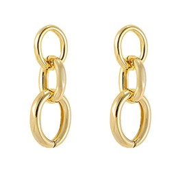 Link Chain Drop Earrings Minimalist Punk Paperclip Chain Dangle Earrings for Women Gold Silver (gold paperclip chain earrings A)