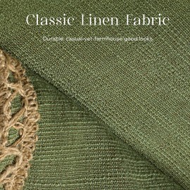 Phantoscope Pack of 2 Christmas Farmhouse Decorative Throw Cover Burlap Linen Trimmed Tailored Edges, Olive Green, 18 x 18 inches, 45 x 45 cm