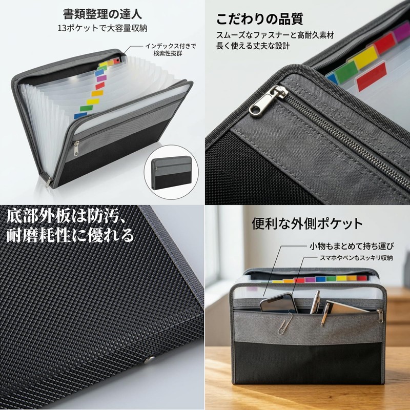 XINYUELI Receipt File, Document Holder, 13 Classifications, Document Organizer, Zipper,