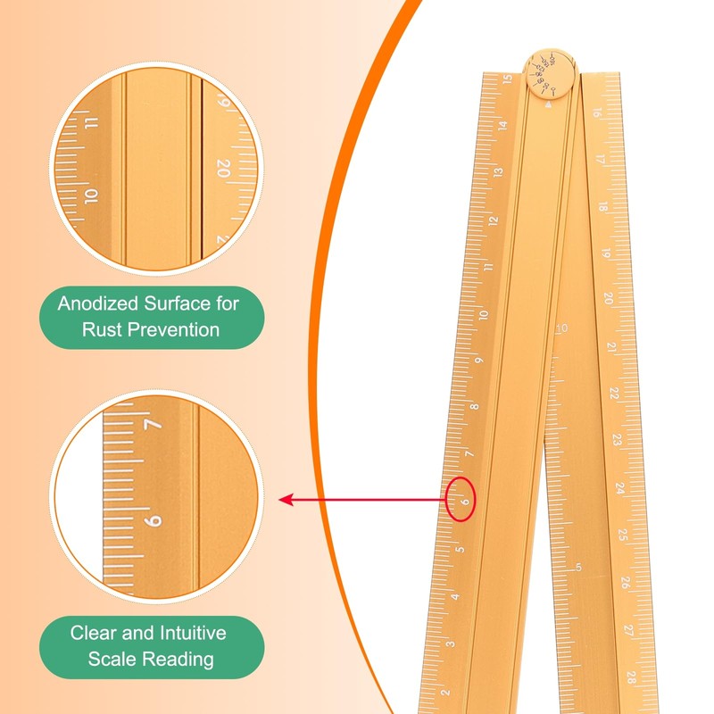 sourcing map 2pcs Folding Straight Ruler 30cm Metric Aluminum Alloy