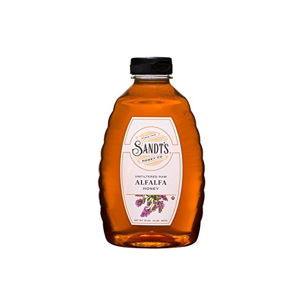 Sandt's Alfalfa Honey, Unfiltered Raw Honey, Non-GMO Genuine, Pure Honey (2 lbs)