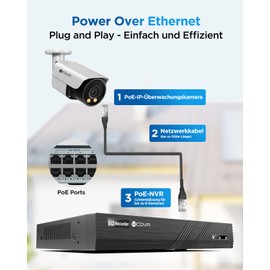 4COVR 4K PoE IP Bullet CCTV Surveillance Camera for Outdoor Use, 8MP UltraHD Wired with Dual Light Full Colour Night Vision, Two-Way Audio, AI Person/Vehicle Detection, up to 256GB microSD, DLY37YX8MA