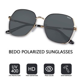 BEDO Oversized Retro Sunglasses for Women Gold Frame Cute Square Shades Polarized