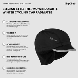 GripGrab Winddichte Thermo Winter Fahrrad Unterhelm Mütze mit Schirm Warme Radsport Fleece Kappe Ohrenwärmer Helmmütze