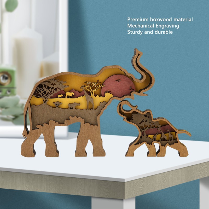 Elephant Statue Boxwood Mechanical Engraving Safe Durable Exquisite Details Elephant