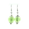 Handgefertigte Ohrringe aus hellgrünem Lampwork-Glas und versilbertem Messing, Vintage-Stil, französisches