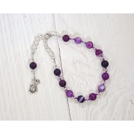 Circe Prayer Bead Bracelet in Purple Stripe Agate: Greek Goddess of Magic, Transformation