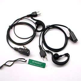 SUNDELY® 2x Clip-Ear Headset/Earpiece Mic For Icom Handheld Radio Walkie Talkie 2-Pin