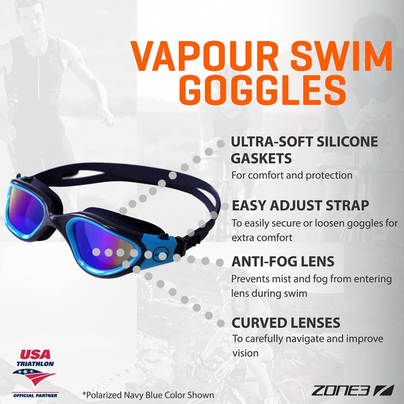 ZONE3 Vapour Swim Goggles - Anti-Fog Treated Lenses & 100%