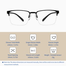 SooGree Multifocus Progressive Reading Glasses Men Computer Glasses Men Blue Light Blocking Near and Far Dual-use Reading Glasses Half Frame Presbyopia Glasses 1.0