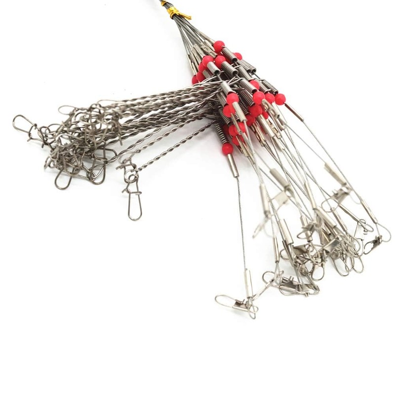 10Pcs Wire Trace Leader Rig Stainless Steel 5 Arm Fishing