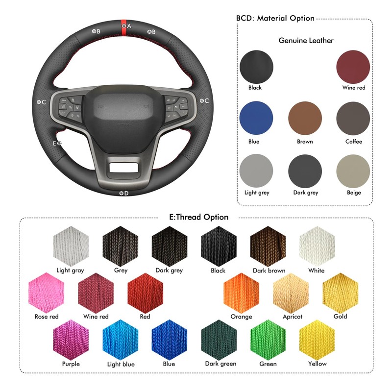 MEWANT Steering Wheel Cover Compatible with Ford Bronco 2021-2024 Geniune