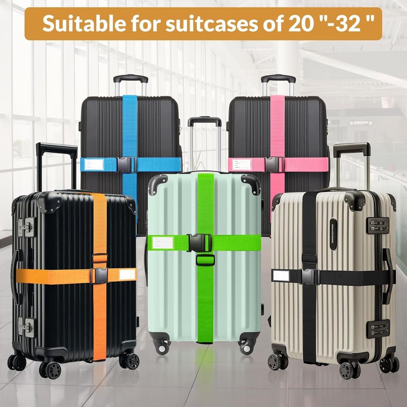 4 Pack Luggage Straps, 2M Adjustable Belts Keep Suitcase Secure
