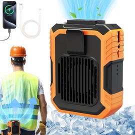 Blue Collar Breeze Portable Waist Fan - 4000mAh Wearable AC With 3 Speeds, Belt Clip-On Cooling Fan for Outdoors (Orange)