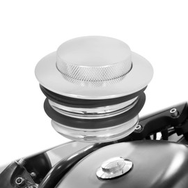 HCmotorku Motorcycle Flush Pop-up Gas Storage Cap Vented Fuel Tank Cap Fit for Harley Dyna Softail Touring Road King (Chrome)