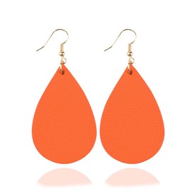 Leather Dangle Earrings Drop Lightweight Gift for women (Dark Orange 1)