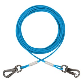 Mi pupjoy Dog Tie Out Cable 10 Feet-Dog Lead for Yard-Leash Outside for Small to Medium Pets Dogs Up to 60 lbs - Outdoor Dogs Runner Tether (Blue, 60Ibs 50ft)