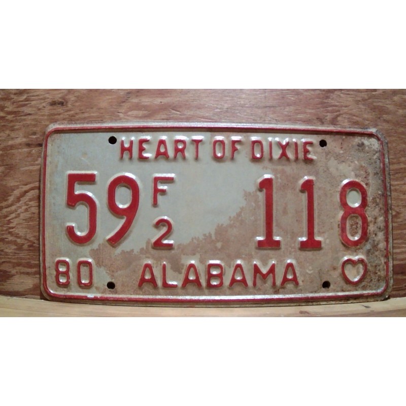 Vintage 1980 ALABAMA License Plate Antique Car Tag