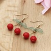 KENYG Women Fashion Jewelry Fruit Gold Dangle Earrings Red Cherry