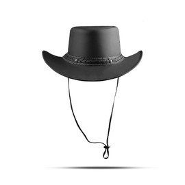 HADZAM Showerproof Outback hat Also Worn as Leather Cowboy hat, Australian Hats for Men & Women (US, Alpha, Large, Black (Gift Box Packed))