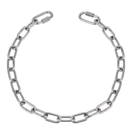 KWOKWEI Round Steel Chain, Diameter 5 mm Stainless Steel Chain V4A with 2 Carabiner Hooks, 70 cm Welding Chain/Stainless Steel Link Chain/Extension Chain, Breaking Load Max. 400 kg for Swing Hanging