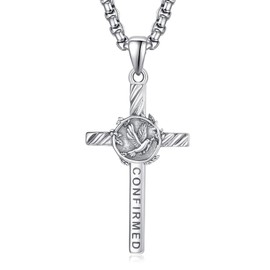 KATHLU Confirmation Gifts for Women Men 925 Sterling Silver Confirmed in Christ Confirmation Necklace Gifts for Confirmation, Confirmation Sponsor Gifts