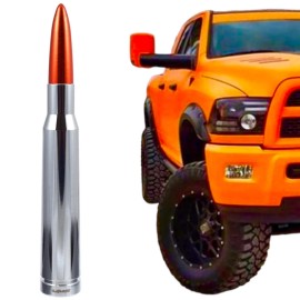 VMS CHROME BULLET ANTENNA WITH ORANGE TIP FOR DODGE RAM FITS ALL SCREW ON ANTENNAS