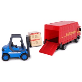 Toyland® Load and Go Vehicle Set - Scania Freight Truck with Forklift and Pallet - Transport Vehicle Toys - Boys Toys (Red Truck)
