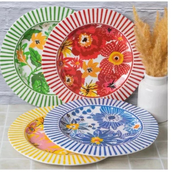 Hobby Lobby Set Of 4 Floral Melamine Dessert Plates 10”