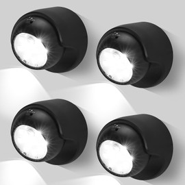 Motion Sensor Outdoor Lights - Outdoor Motion Sensor Light Battery Operated Wireless Spotlight Motion Detector Security Light Auto On Off for Sheltered Porch Stair Hallway Garage Wall Shed (4 Pack)