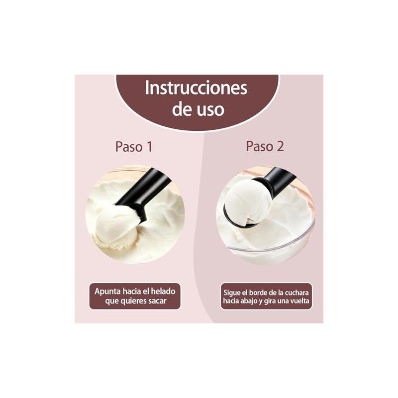 4PCS Cuchara Para Helado,2 Negros + 2 Plateados Cuchara Helado