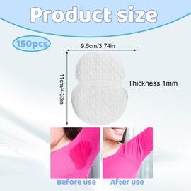 150 Pieces of Sweat Pads for Women and Men, 1mm Thick Lightweight and Comfortable, 11x9.5cm White Sweat Patches for Underarms, Suitable for All Clothing Types