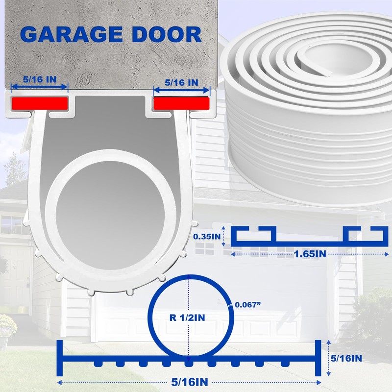 DGSL Garage Door Seals Bottom Rubber Weather Stripping Sealing Strip