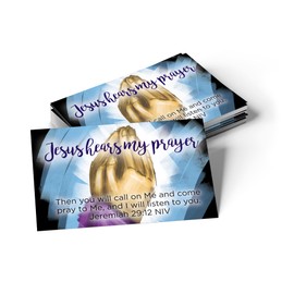 Jesus Hears My Prayer, Jeremiah 29:12, Bulk Pack of 25 Christian Affirmation Scripture Cards for Kids, Bible Memory Verse Wallet Cards for Childrens Church, Sunday School, & Youth Ministry