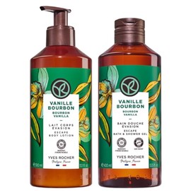 Yves Rocher Set Cuidado Corporal Estimulante aroma Vainilla Francesa: Crema Corporal Fluida (390 ml) + Gel De ducha (400 ml)