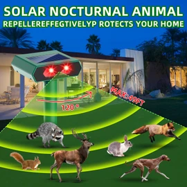2025 Solar Nocturnal Animal Repeller Deer Repellent Outdoor with Red LED Light, 4 Pack Waterproof Cat Skunk Raccoon Fox Coyote Repellent Device Predator Lights for Yard Chicken Coop Farm Garden