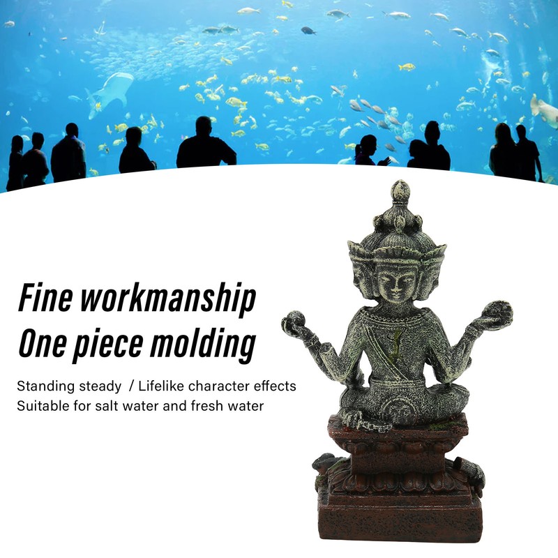 Aquarium Buddha Statue Decoration Resin Aquascaping Fish Tank Meditating Buddha