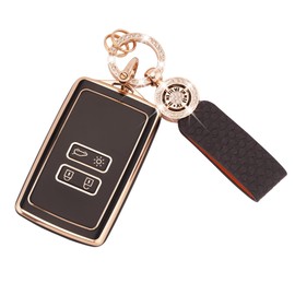 Koaudb Car Key Case Fits Clio Megane Koleos Kadjar Talisman Captur Espace Dacia Duster 4 Buttons Car Key Cover TPU Key Case with Key Ring (C-BP-Rnl)