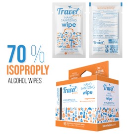 Travel Wipes HAND SANITIZING Individually Packed Premium Hand Sanitizing Wipes for Travel, Home, Office, School, etc. with Moisturizer - Manufactured in USA (Fragrance Free 15ct Box)