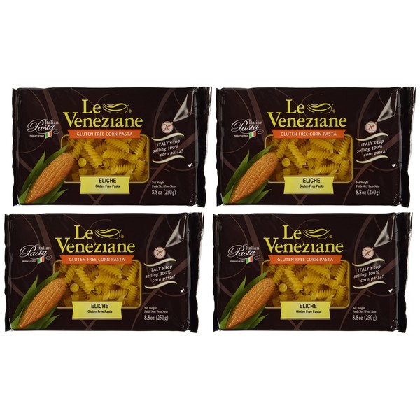 Le Veneziane - Italian Fusilli (Eliche) Pasta [Gluten-Free], (4)- 8.8 oz. Pkgs