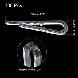 sourcing map 300 Pcs 1.97 Inch U Shape Alligator Clip, Shirt Clip with Teeth, Clothespins for Socks, Pants, Ties, Shirts, Garments, Clear