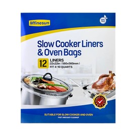 Mfinesun Slow Cooker Liners & Oven Bags,12 Count Extra Large Cooking Bags Turkey Bag Disposable Pot Liners Fit 6QT to 10QT, 22"x22"